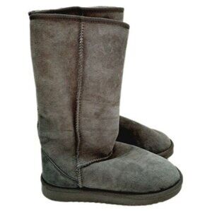 Genuine Sheepskin Fur Suede Leather Winter Snow Sherpa Boots Classic Tall Sz 7